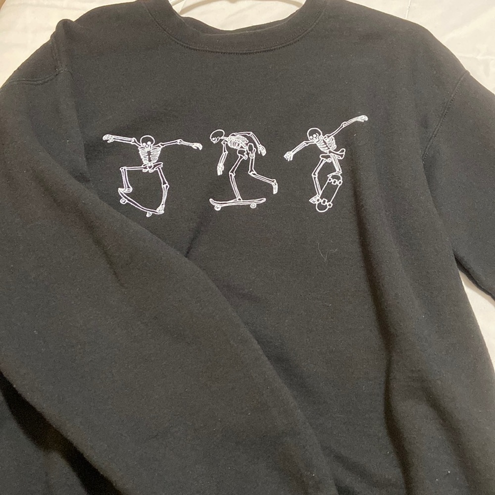 Full Tilt Black Sweater with Skeleton Skateboard Design